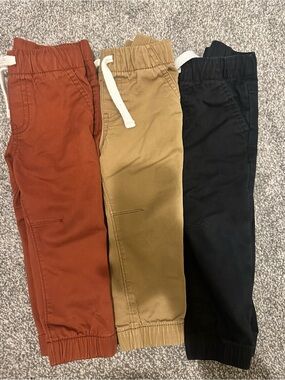 Cat & Jack Jogger Pants Trio - Rust, Khaki, Black